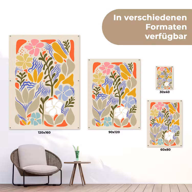 Abstract - Bloemen - Bladeren tuinposter los doek klein -Xsfeer9_DE