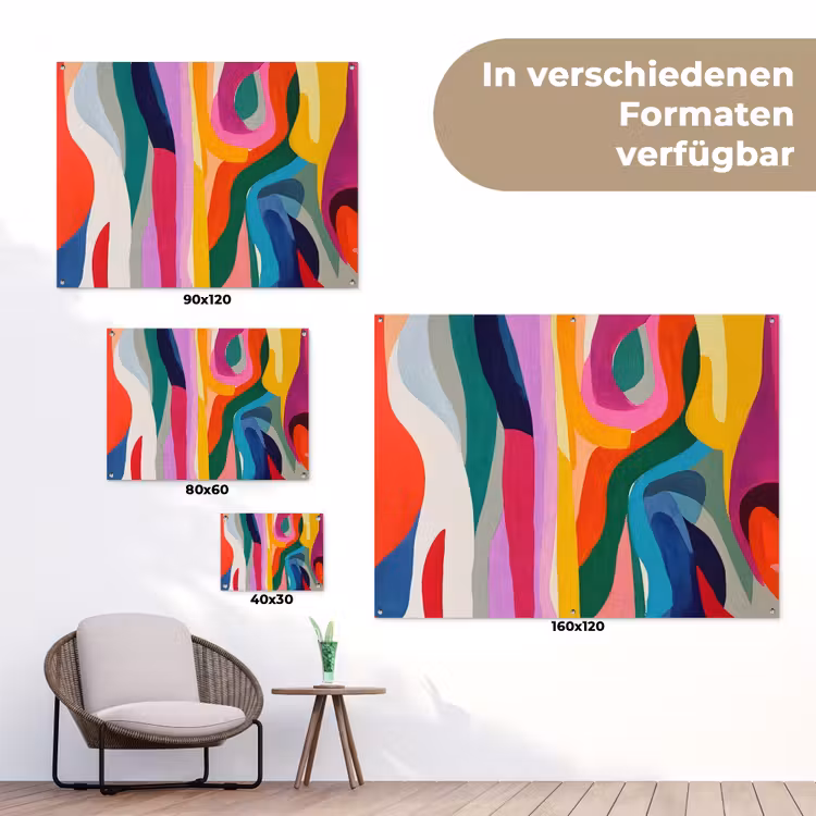 Abstract - Kleurrijk - Golven - Lijnen tuinposter los doek klein -Xsfeer9_DE