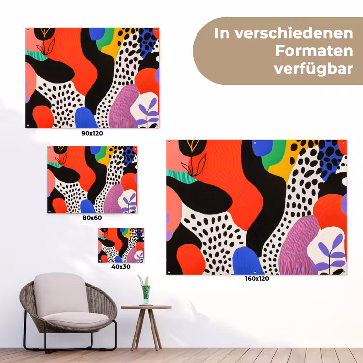 Abstract - Vormen - Kleuren - Stippen tuinposter los doek klein -Xsfeer9_DE
