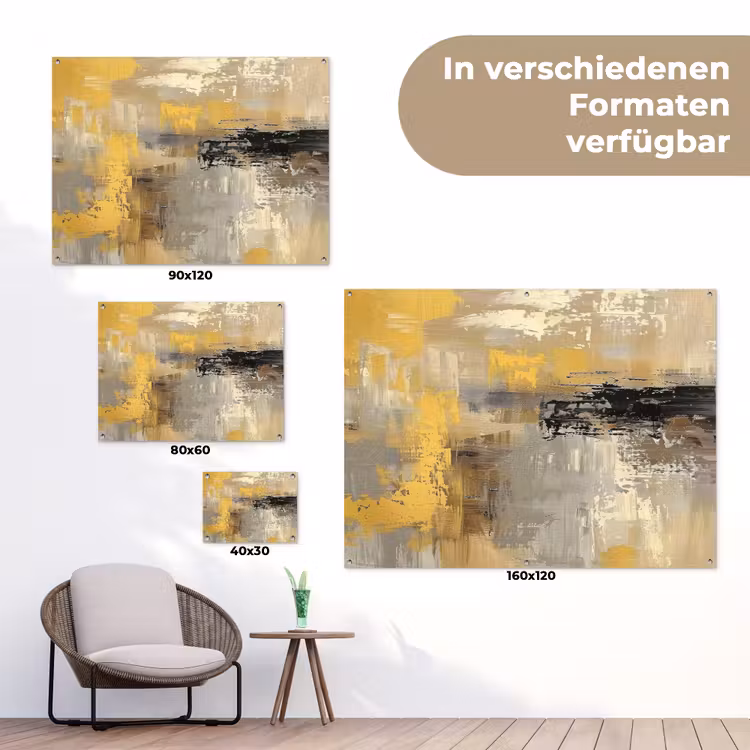 Abstract - Geel - Modern - Beige tuinposter los doek klein -Xsfeer9_DE