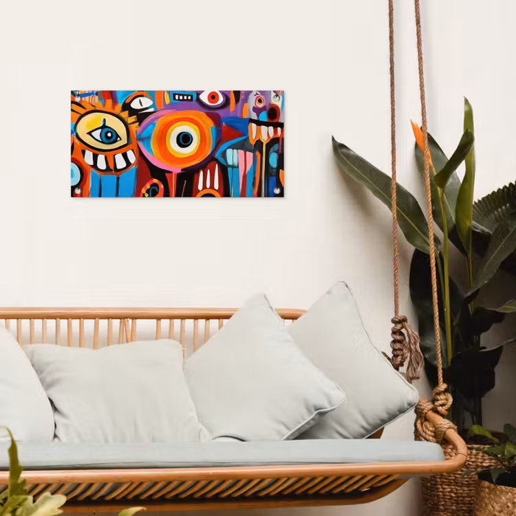 Abstract - Gezicht - Kleurrijk tuinposter los doek klein -sfeer7