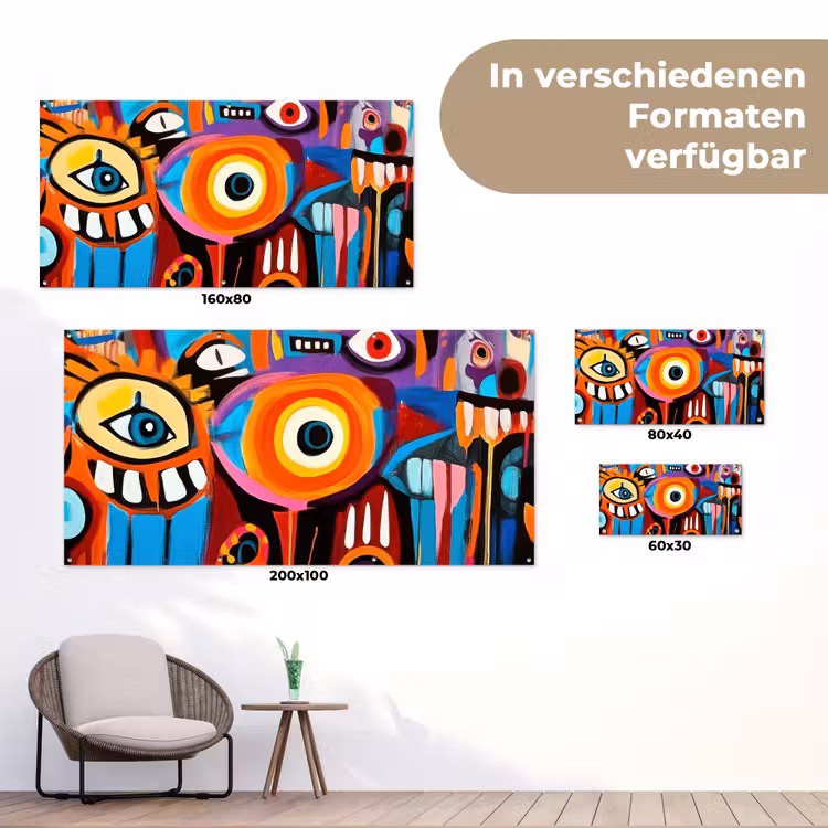 Abstract - Gezicht - Kleurrijk tuinposter los doek klein -Xsfeer9_DE