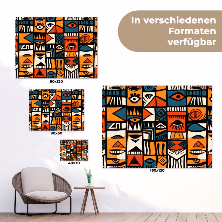 Abstract - Gezichten - Mozaïek tuinposter los doek klein -Xsfeer9_DE