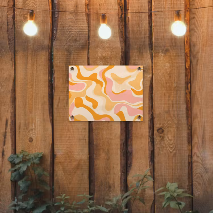 Abstract - Golvend - Oranje tuinposter los doek klein -sfeer1