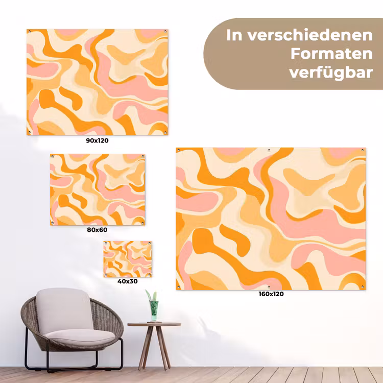 Abstract - Golvend - Oranje tuinposter los doek klein -Xsfeer9_DE