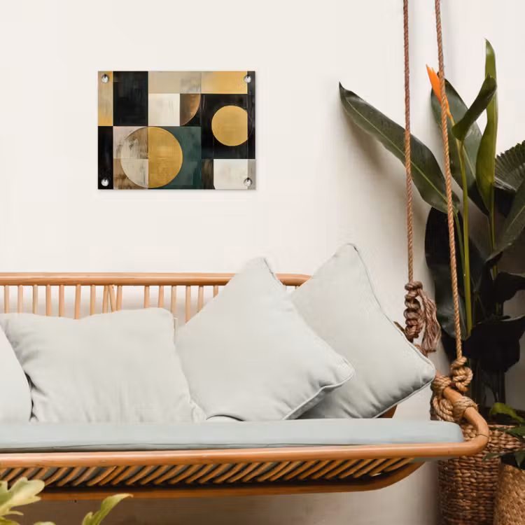 Abstract - Goud - Brons - Vormen - Geometrisch tuinposter los doek klein -sfeer7
