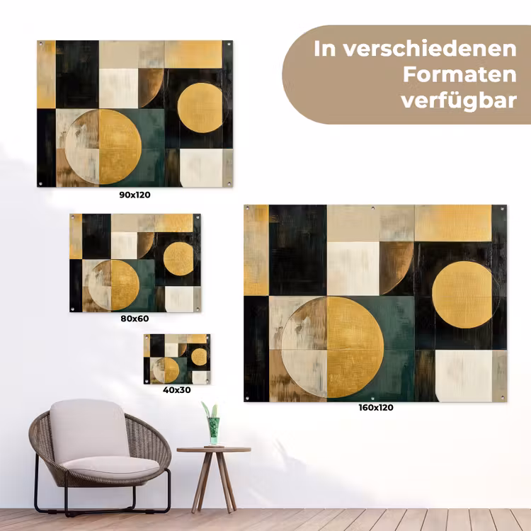 Abstract - Goud - Brons - Vormen - Geometrisch tuinposter los doek klein -Xsfeer9_DE