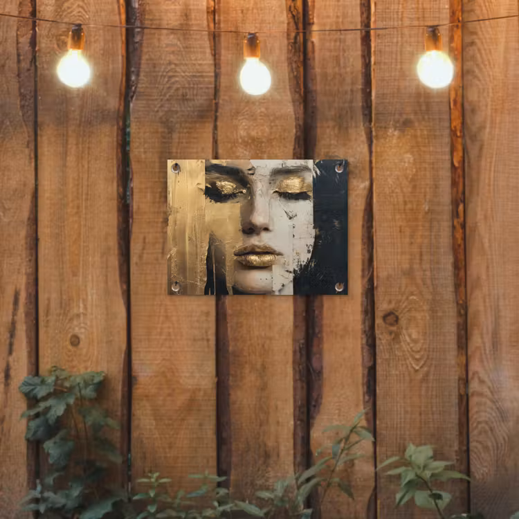 Abstract - Goud - Gezicht - Lippen tuinposter los doek klein -sfeer1