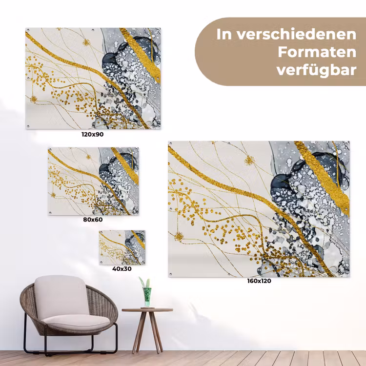Abstract - Goud - Natuur - Kunst tuinposter los doek klein -Xsfeer9_DE