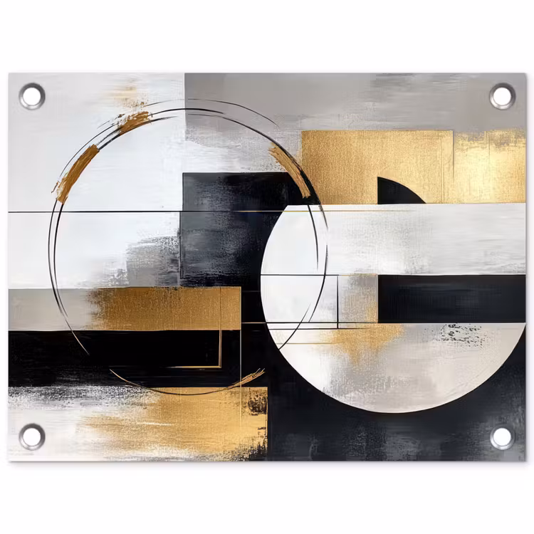 Abstract - Goud - Zilver - Vormen - Aesthetic tuinposter los doek klein -3d