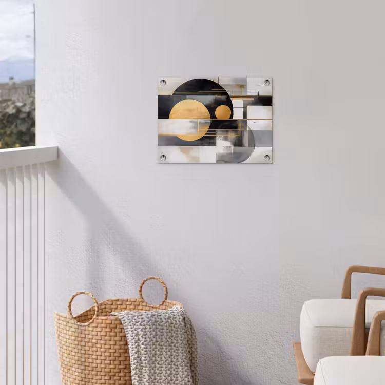 Abstract - Goud - Zilver - Vormen - Aesthetic - Modern tuinposter los doek klein -sfeer8