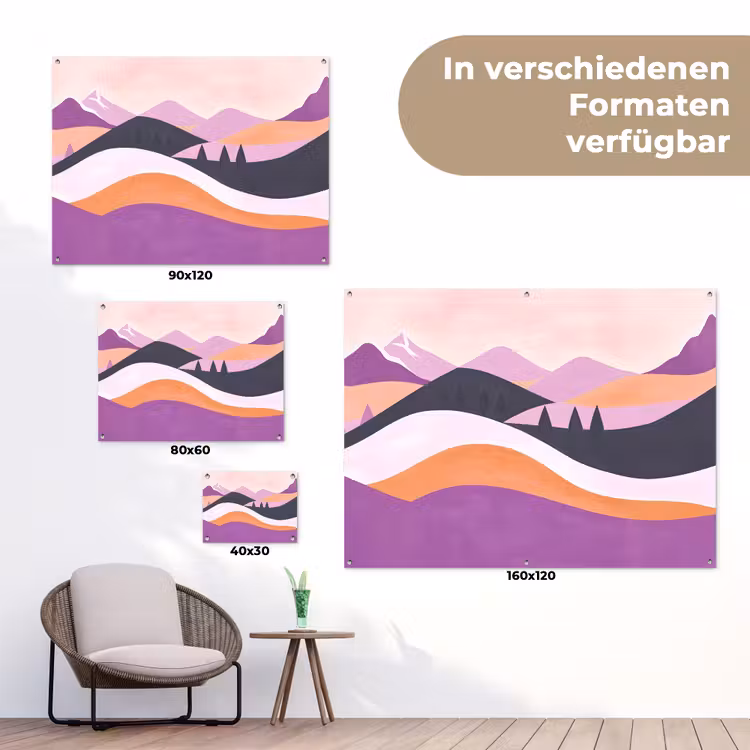 Abstract - Heuvels - Bomen - Groen tuinposter los doek klein -Xsfeer9_DE