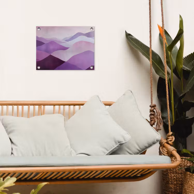 Abstract - Heuvels - Landschap - Paars tuinposter los doek klein -sfeer7