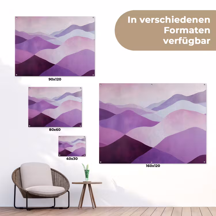 Abstract - Heuvels - Landschap - Paars tuinposter los doek klein -Xsfeer9_DE
