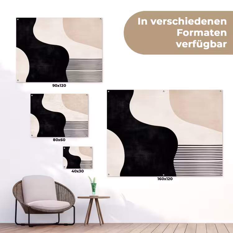 Abstract - Japandi - Beige - Modern tuinposter los doek klein -Xsfeer9_DE