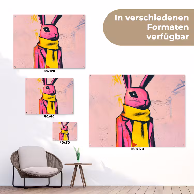 Abstract - Konijn - Sjaal - Geel tuinposter los doek klein -Xsfeer9_DE