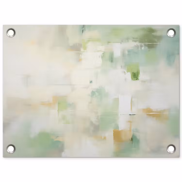 Abstract - Kunst - Wit - Groen - Modern tuinposter los doek klein -3d