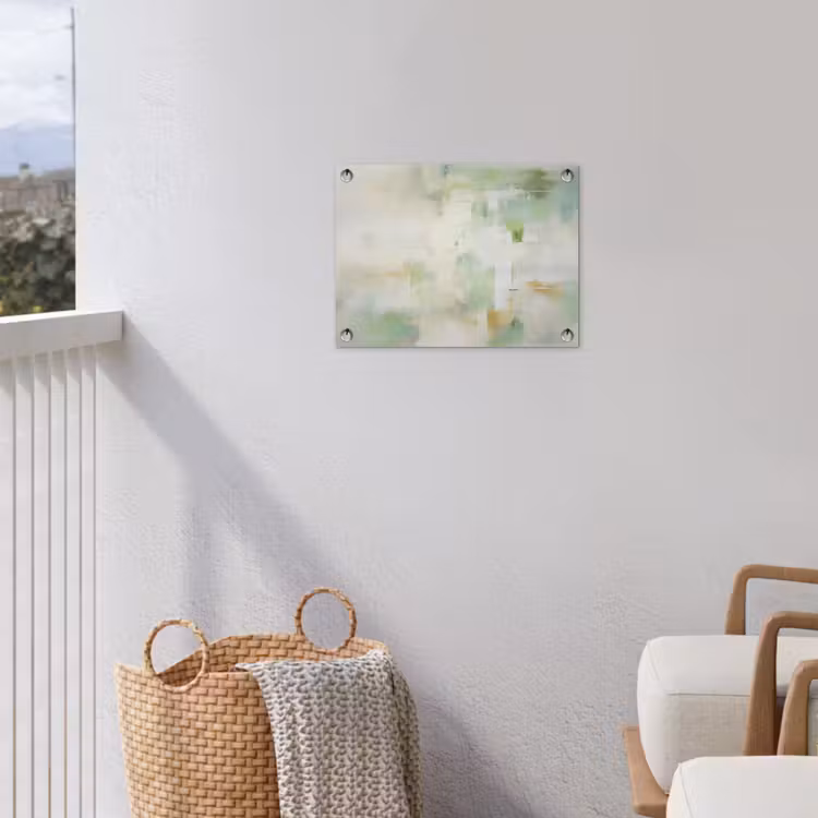 Abstract - Kunst - Wit - Groen - Modern tuinposter los doek klein -sfeer8