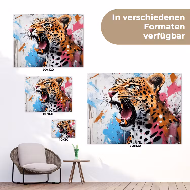 Abstract - Luipaard - Kleurrijk tuinposter los doek klein -Xsfeer9_DE