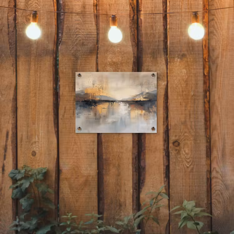 Abstract - Modern - Beige - Aesthetic - Goud tuinposter los doek klein -sfeer1