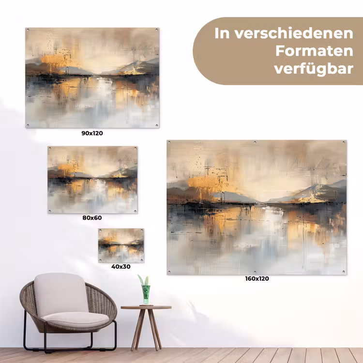 Abstract - Modern - Beige - Aesthetic - Goud tuinposter los doek klein -Xsfeer9_DE