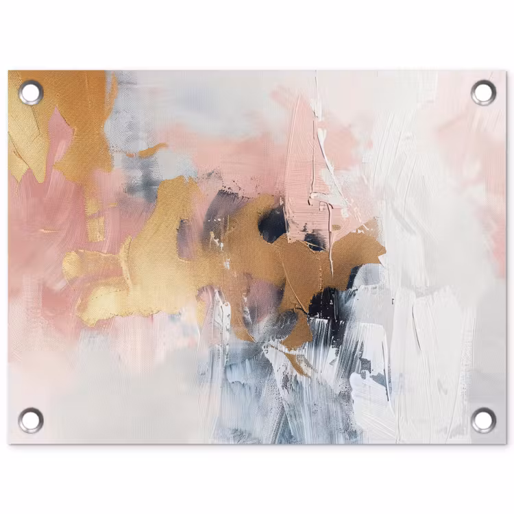 Abstract - Pastel kleuren - Goud - Modern - Aesthetic tuinposter los doek klein -3d