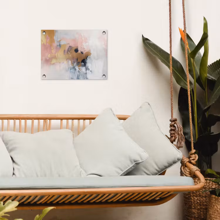 Abstract - Pastel kleuren - Goud - Modern - Aesthetic tuinposter los doek klein -sfeer7