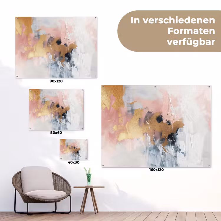 Abstract - Pastel kleuren - Goud - Modern - Aesthetic tuinposter los doek klein -Xsfeer9_DE