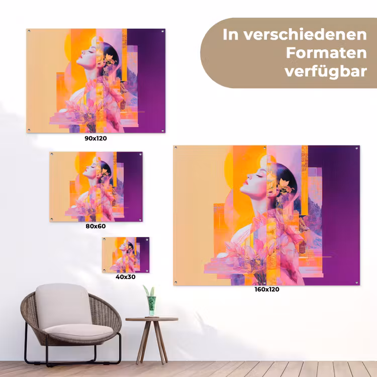 Abstract - Portret - Vrouw - Kleurrijk tuinposter los doek klein -Xsfeer9_DE