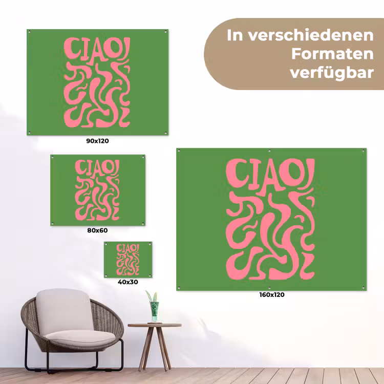 Abstract - Roze - Ciao - Vormen tuinposter los doek klein -Xsfeer9_DE