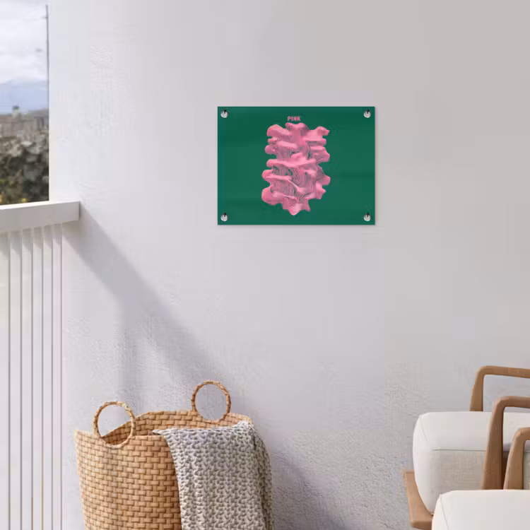 Abstract - Pink - Lijnen - Groen tuinposter los doek klein -sfeer8