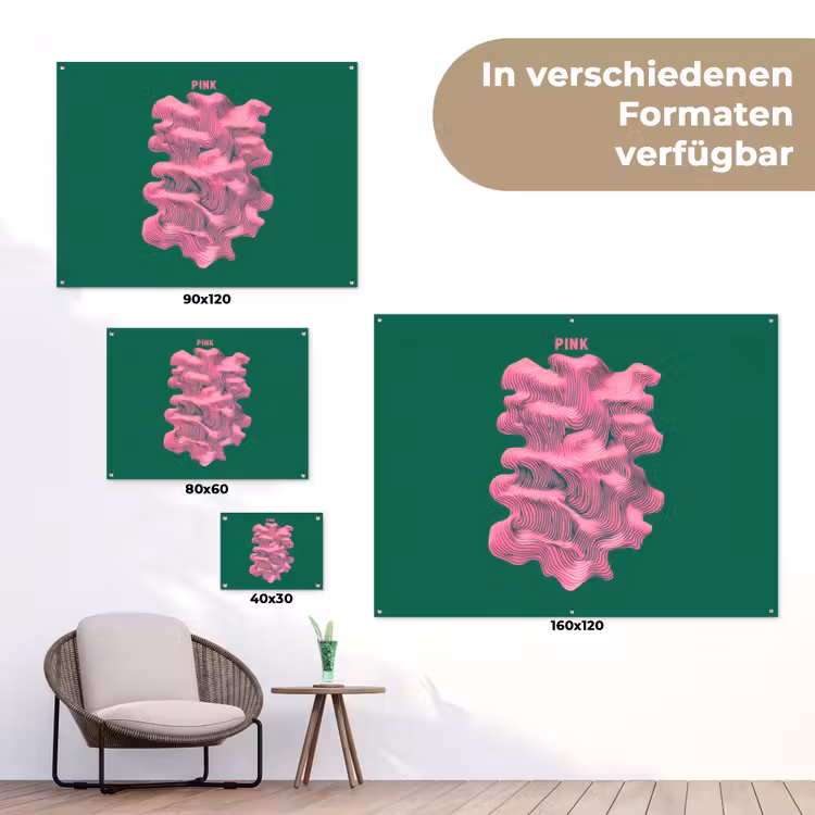 Abstract - Pink - Lijnen - Groen tuinposter los doek klein -Xsfeer9_DE