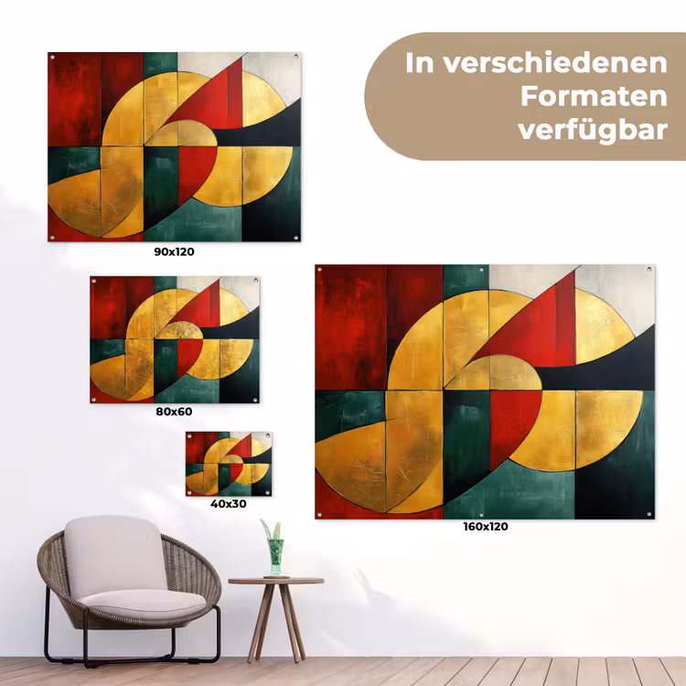 Abstract - Kerst - Goud - Rood - Groen tuinposter los doek klein -Xsfeer9_DE