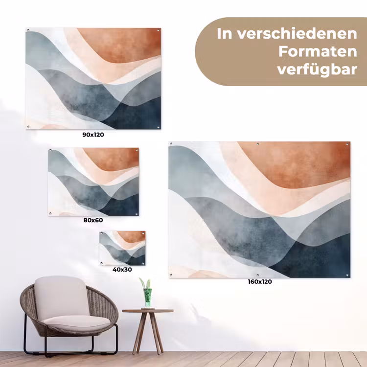 Abstract - Golven - Blauw tuinposter los doek klein -Xsfeer9_DE