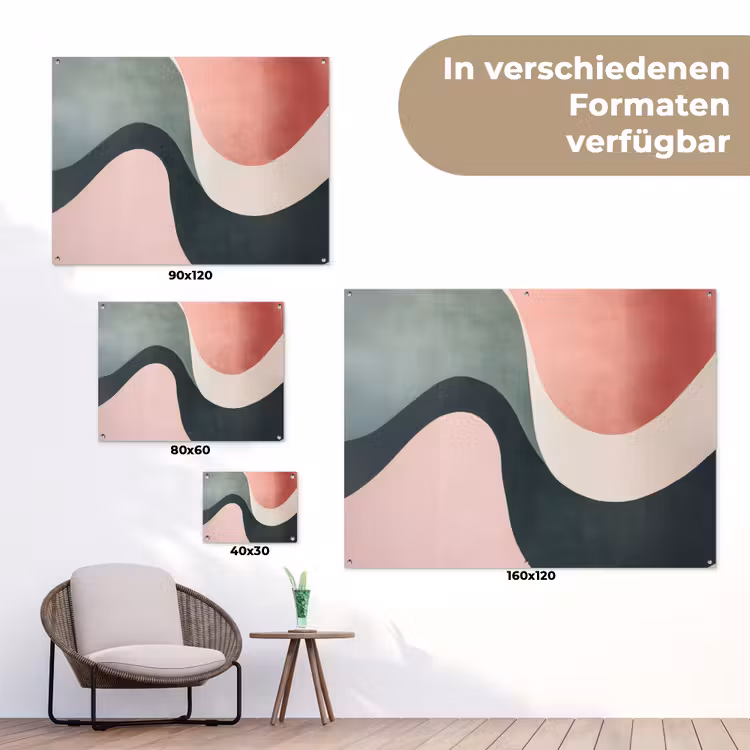 Abstract - Golven - Sierlijk - Roze tuinposter los doek klein -Xsfeer9_DE