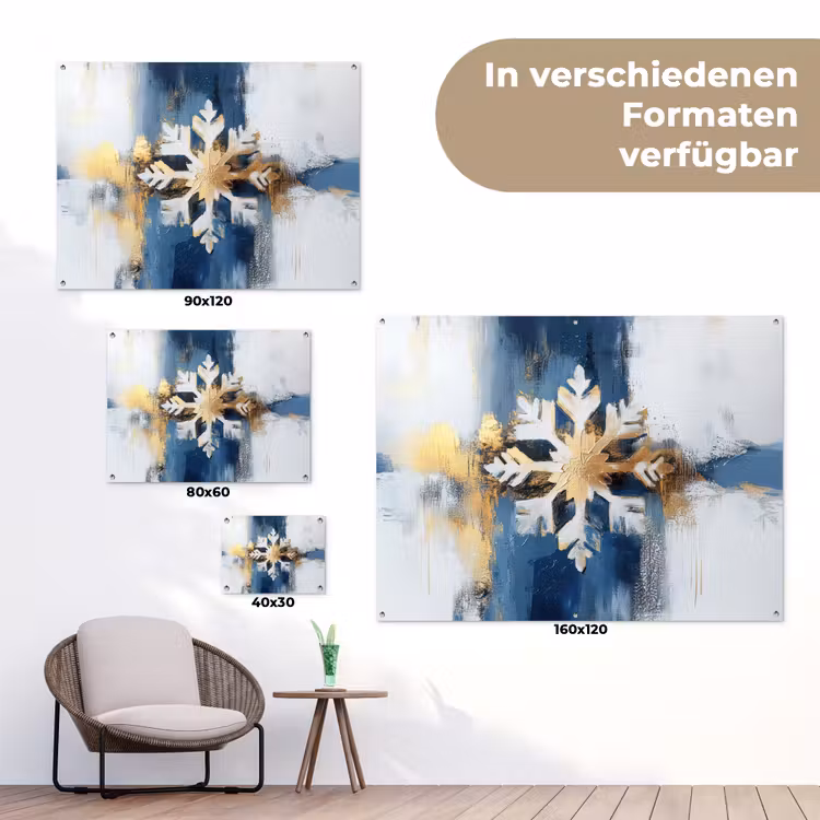 Abstract - Winter - Sneeuwvlok - Sneeuw - Goud tuinposter los doek klein -Xsfeer9_DE