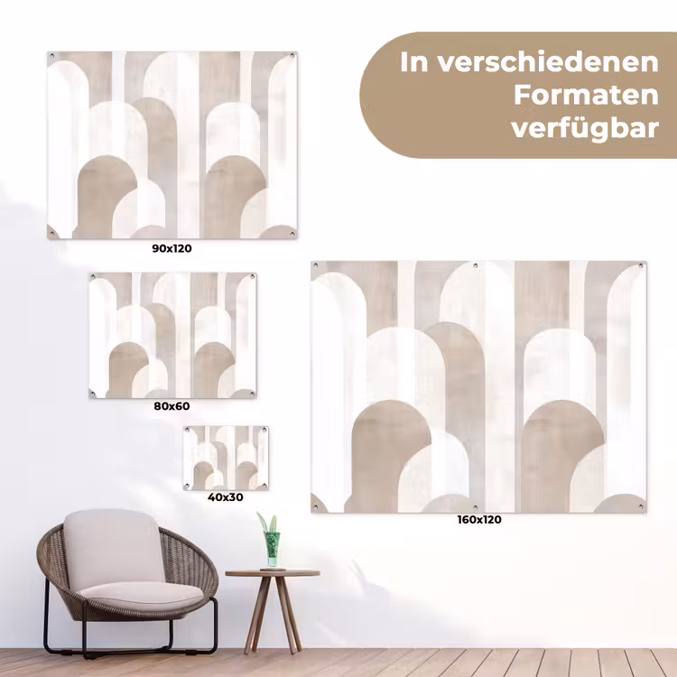 Abstracte bogen - Modern - Beige tuinposter los doek klein -Xsfeer9_DE