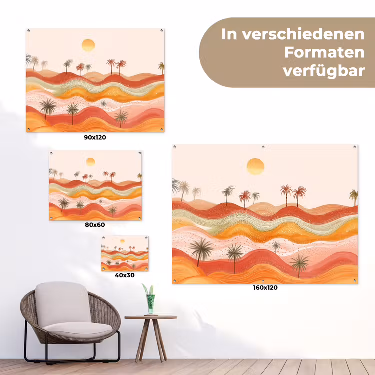 Abstract landschap - Palmbomen - Kleurrijk tuinposter los doek klein -Xsfeer9_DE