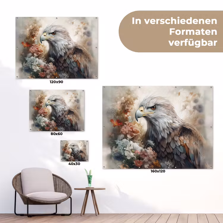 Arend - Adelaar - Vogel - Bloemen - Natuur tuinposter los doek klein -Xsfeer9_DE