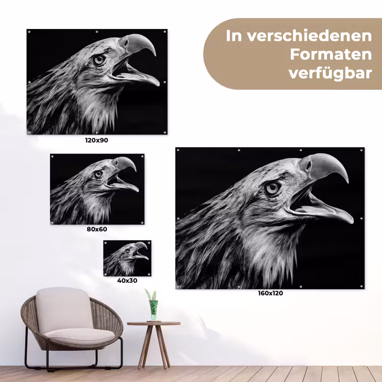 Adelaar - Portret - Roofvogels - Zwart - Wit - Vogel tuinposter los doek klein -Xsfeer9_DE