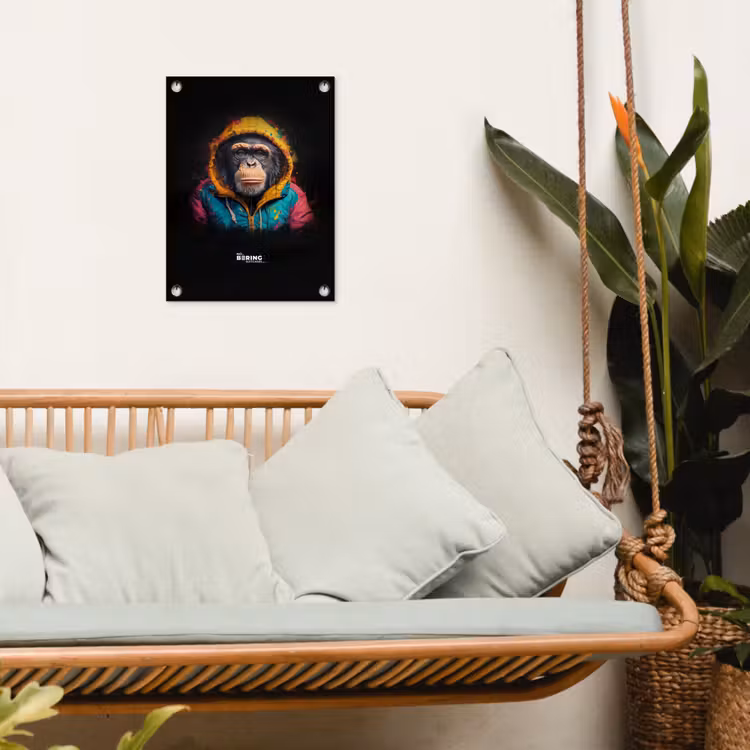 Aap met kleurrijk vest tuinposter los doek klein -sfeer7