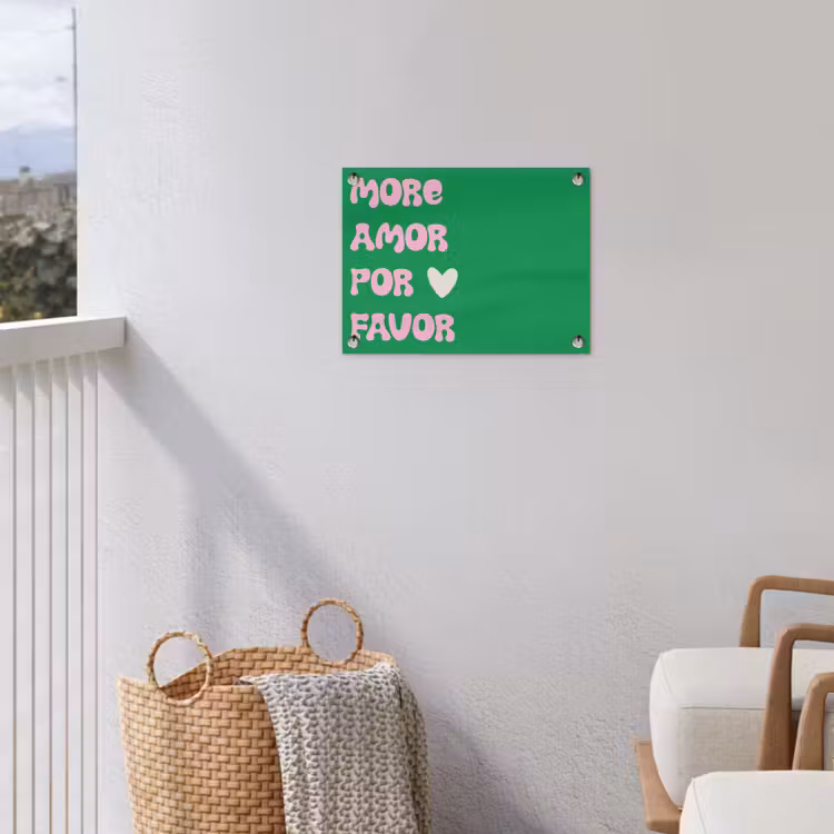 Amor - Valentijn - Groen - Tekst tuinposter los doek klein -sfeer8