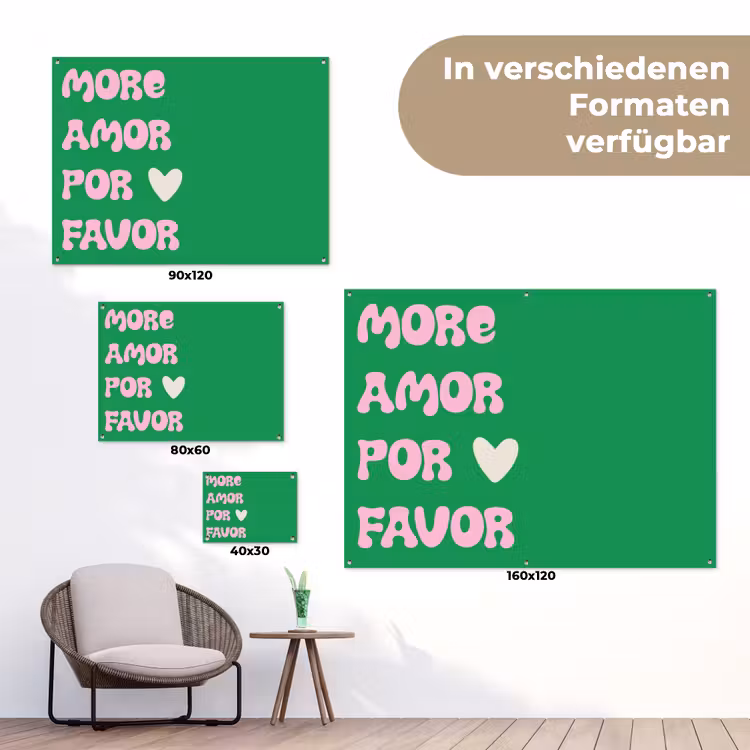 Amor - Valentijn - Groen - Tekst tuinposter los doek klein -Xsfeer9_DE