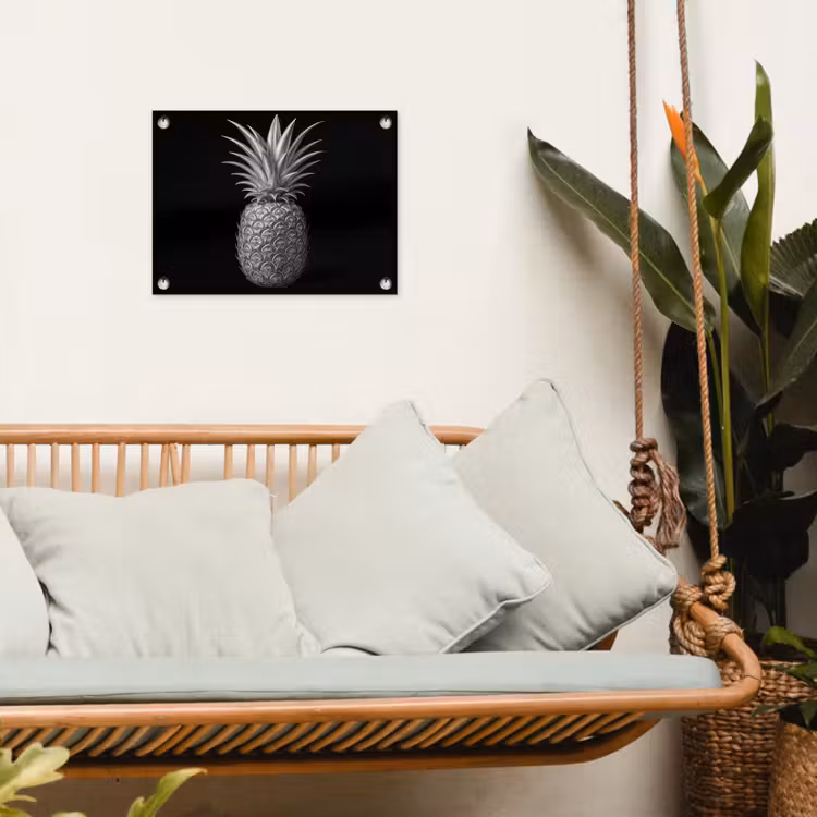 Ananas - Gedetailleerd - Bladeren tuinposter los doek klein -sfeer7
