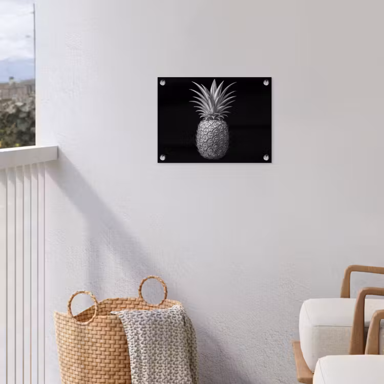 Ananas - Gedetailleerd - Bladeren tuinposter los doek klein -sfeer8