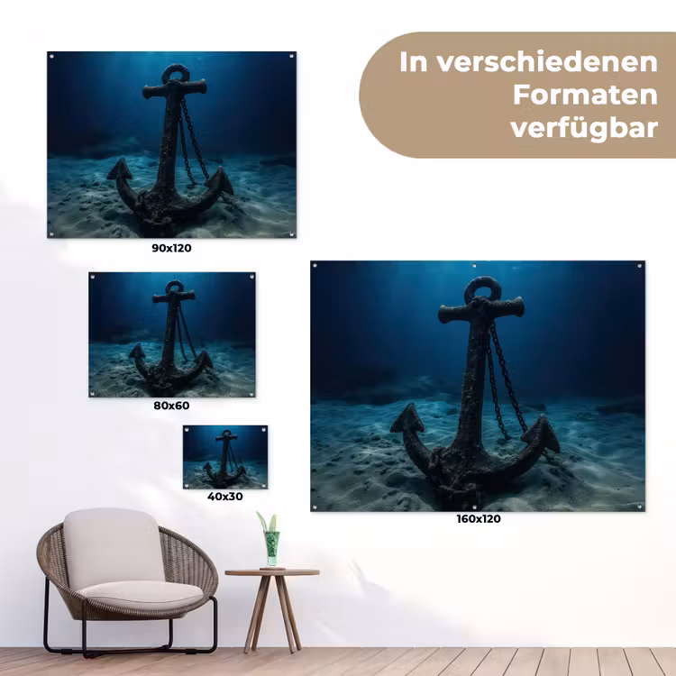 Anker - Ijzer - Zeebodem - Zand tuinposter los doek klein -Xsfeer9_DE