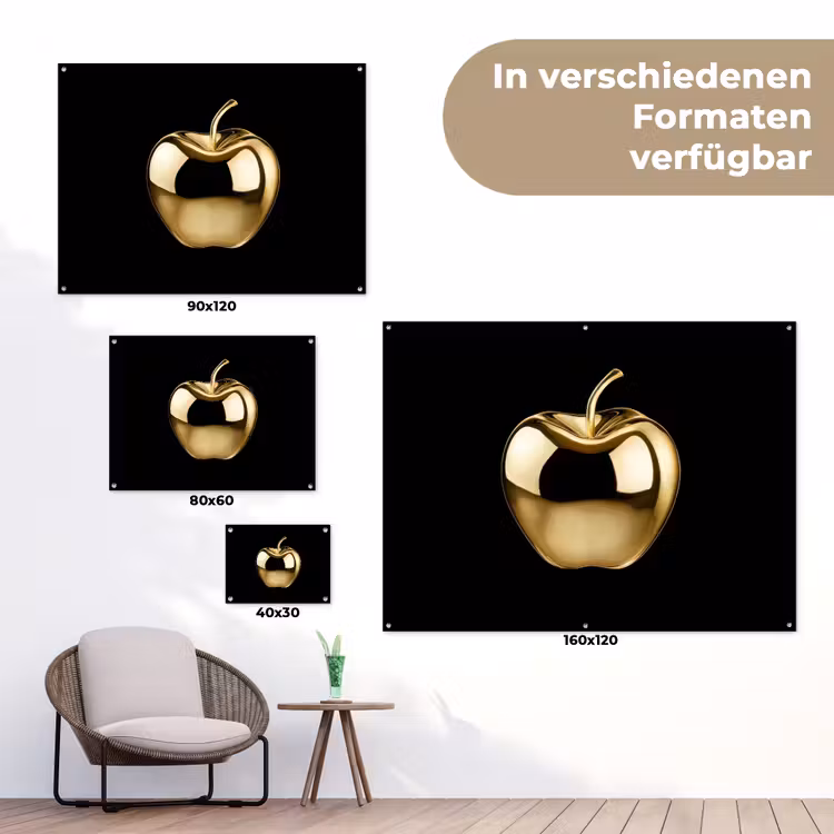 Appel - Goud - Chrome - Zwart tuinposter los doek klein -Xsfeer9_DE