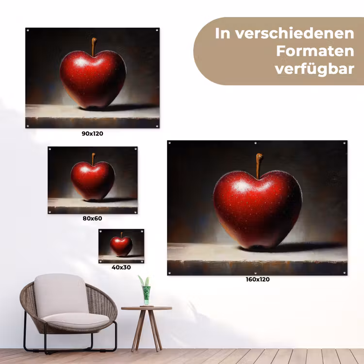 Apple - Hart - Rood tuinposter los doek klein -Xsfeer9_DE
