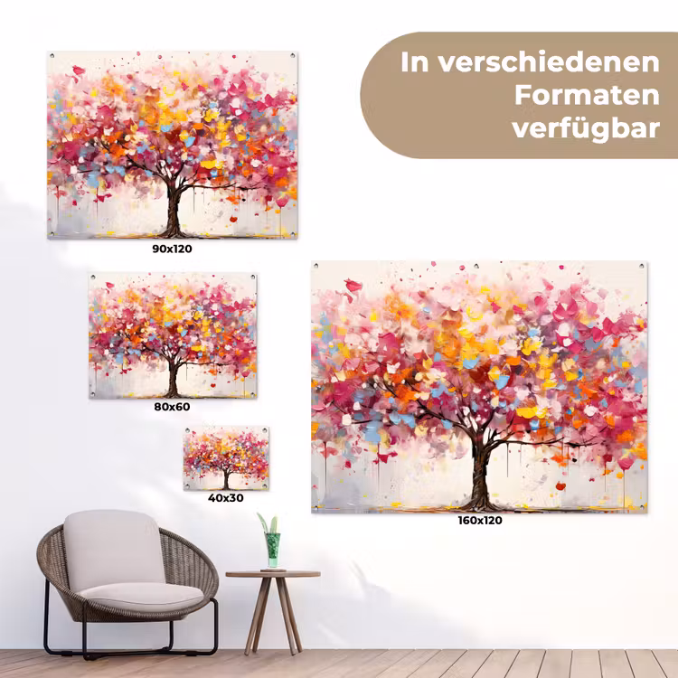 Aquarel - Boom - Kunst - Abstract tuinposter los doek klein -Xsfeer9_DE