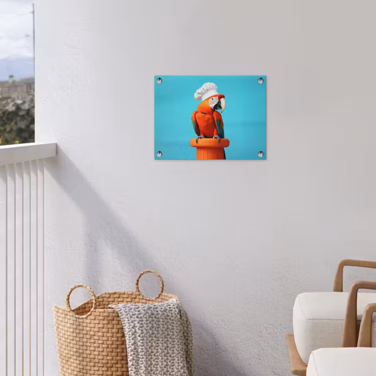 Ara - Koksmuts - Sokkel - Grappig tuinposter los doek klein -sfeer8